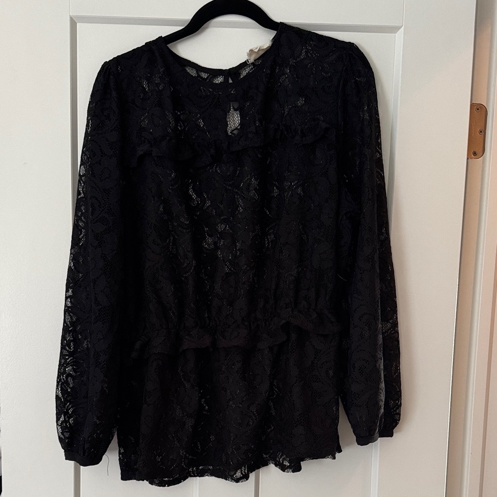 Anthropologie Black Lace Blouse
